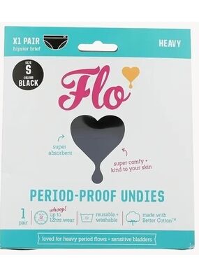 Flo Period-Proof Undies Hipster Brief - Black (Heavy)